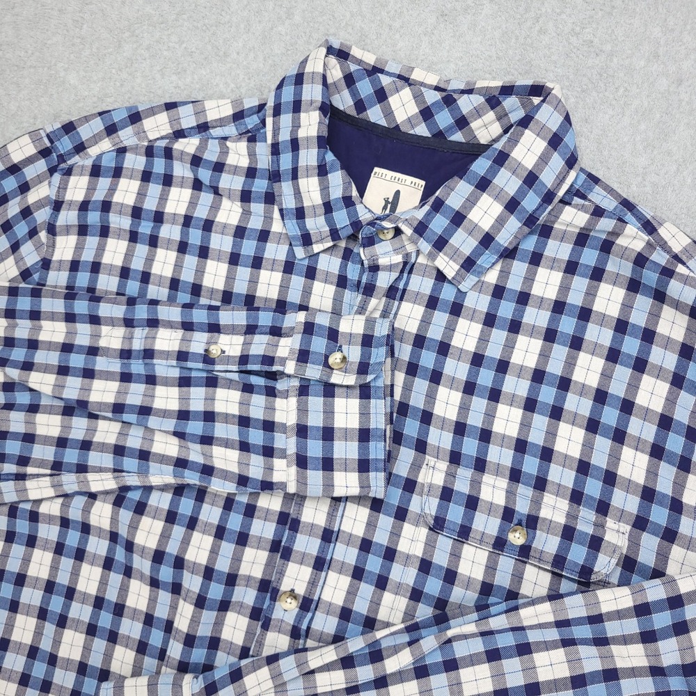 Johnnie-O West Coast Prep Mens XL Blue Plaid Double Cloth Flannel Long Sleeve